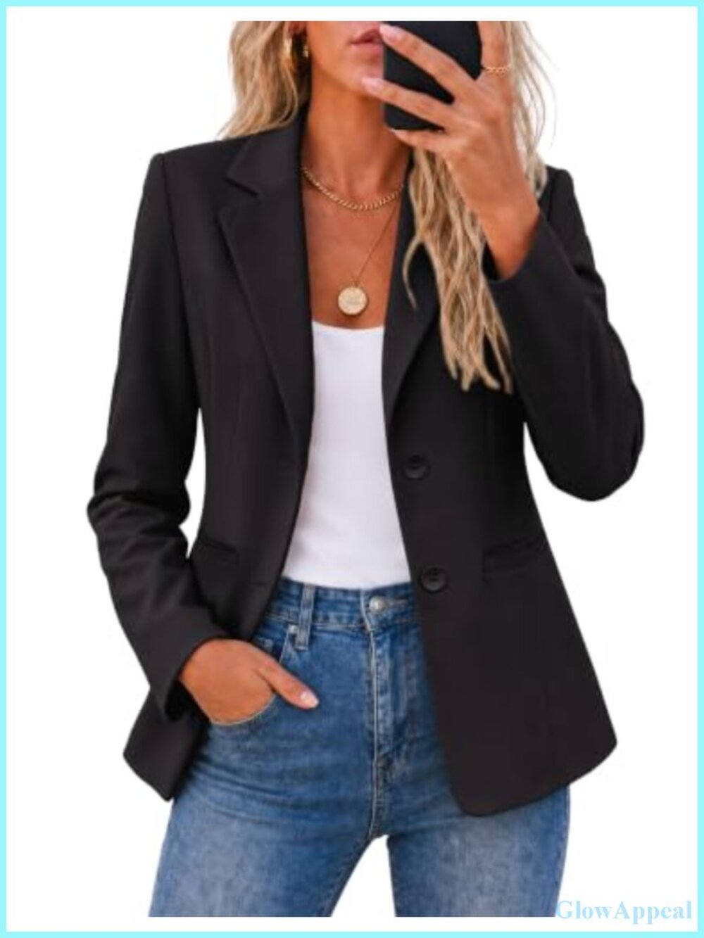 Womens Blazer Business Casual Long Sleeve Open Front Slim Fit Suit Jacket